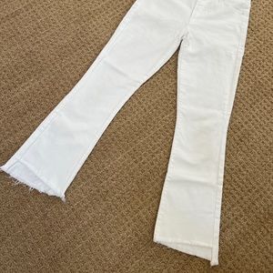 MOTHER Insider Crop Step Fray White Jeans